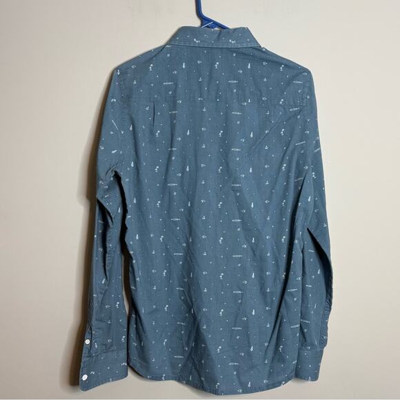 Travis Mathew Long Sleeve Button Shirt Blue Tropical Pineapple Blue Size Small - Picture 5 of 7